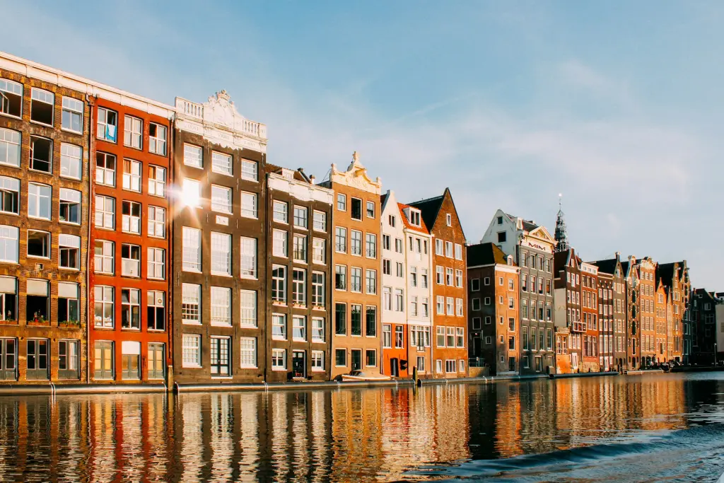 Amsterdam, Netherlands canal lined with homes