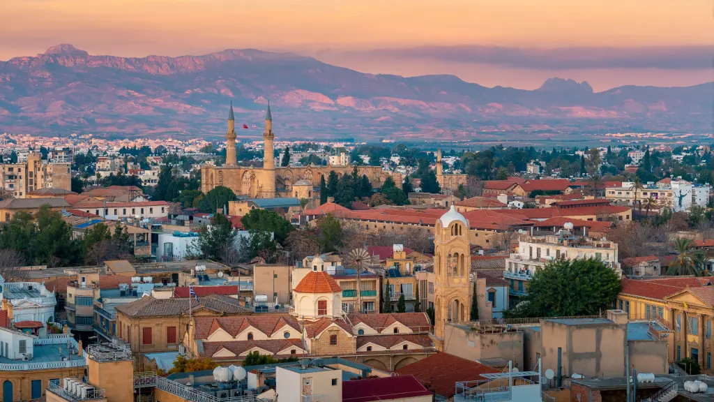 Nicosia, Cyprus, Greece and Surrounding Mountains at Sunset